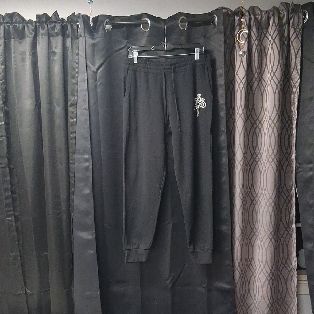Elegant Black Joggers with Embroidered Detail